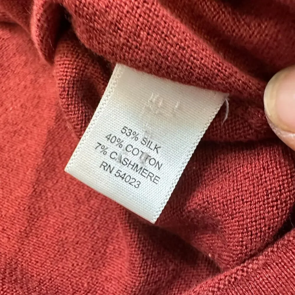 Banana Republic Men's XL Dark Red Argyle V-Neck Silk Cotton Cashmere